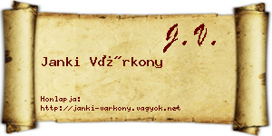 Janki Várkony névjegykártya